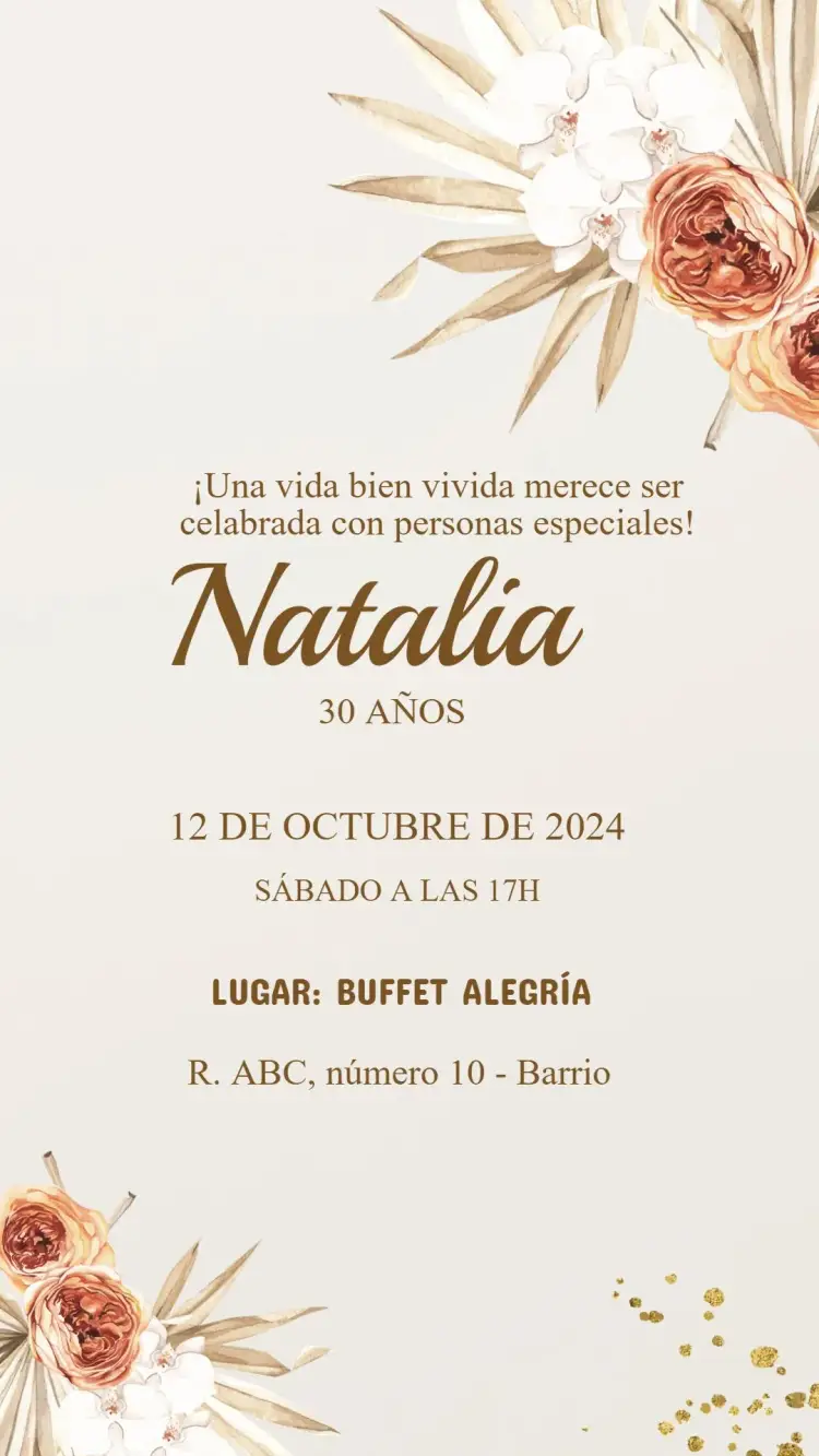 Invitación Cumpleaños Floral