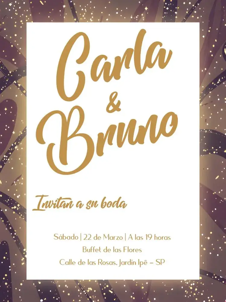 Invitación Boda Elegante Dorada editable y personalizable