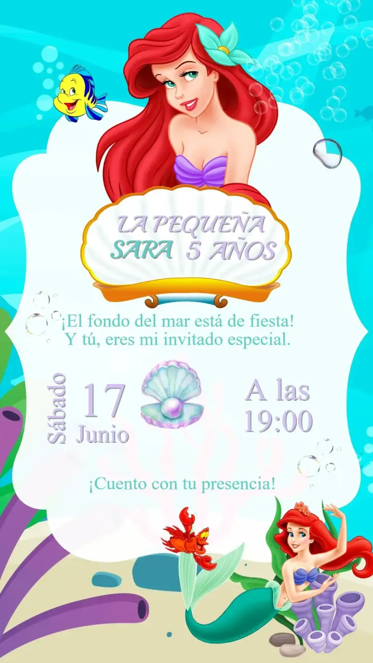 Invitación Cumpleaños La Sirenita