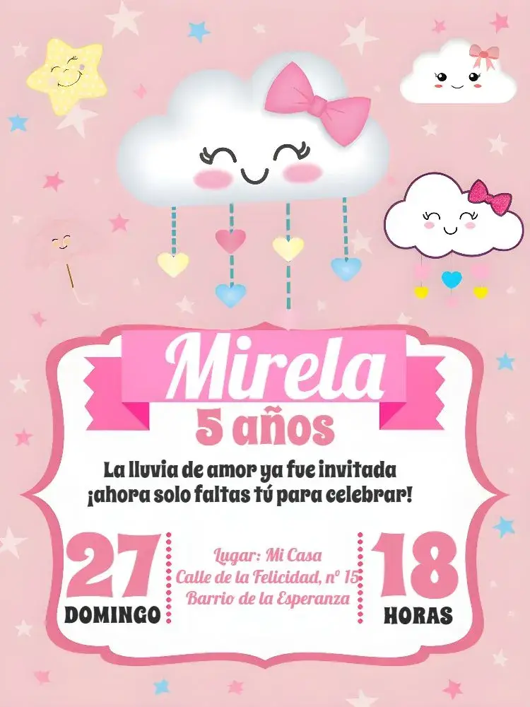 Invitación Lluvia De Amor Blanco
