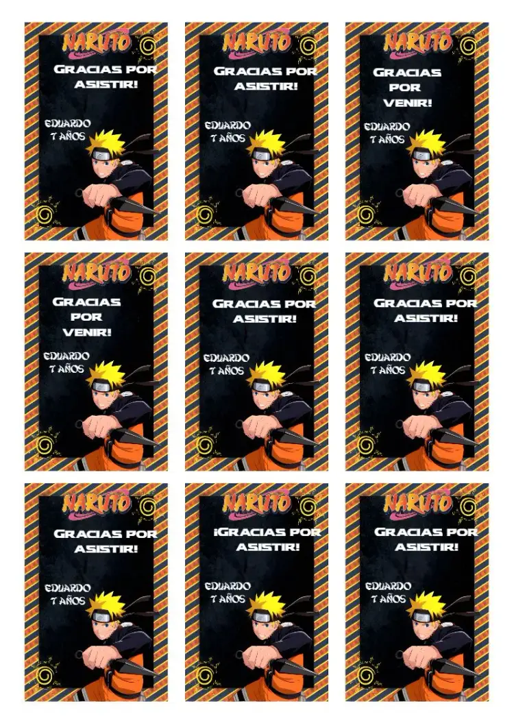 Invitación Etiqueta Naruto Blanco