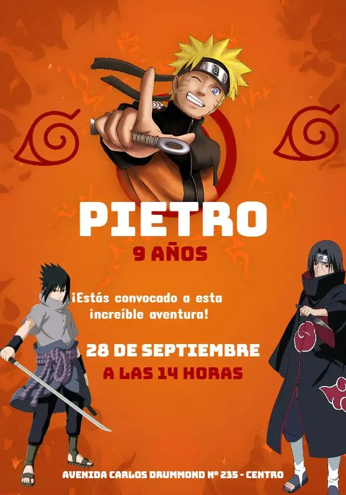 Invitación Naruto Negro
