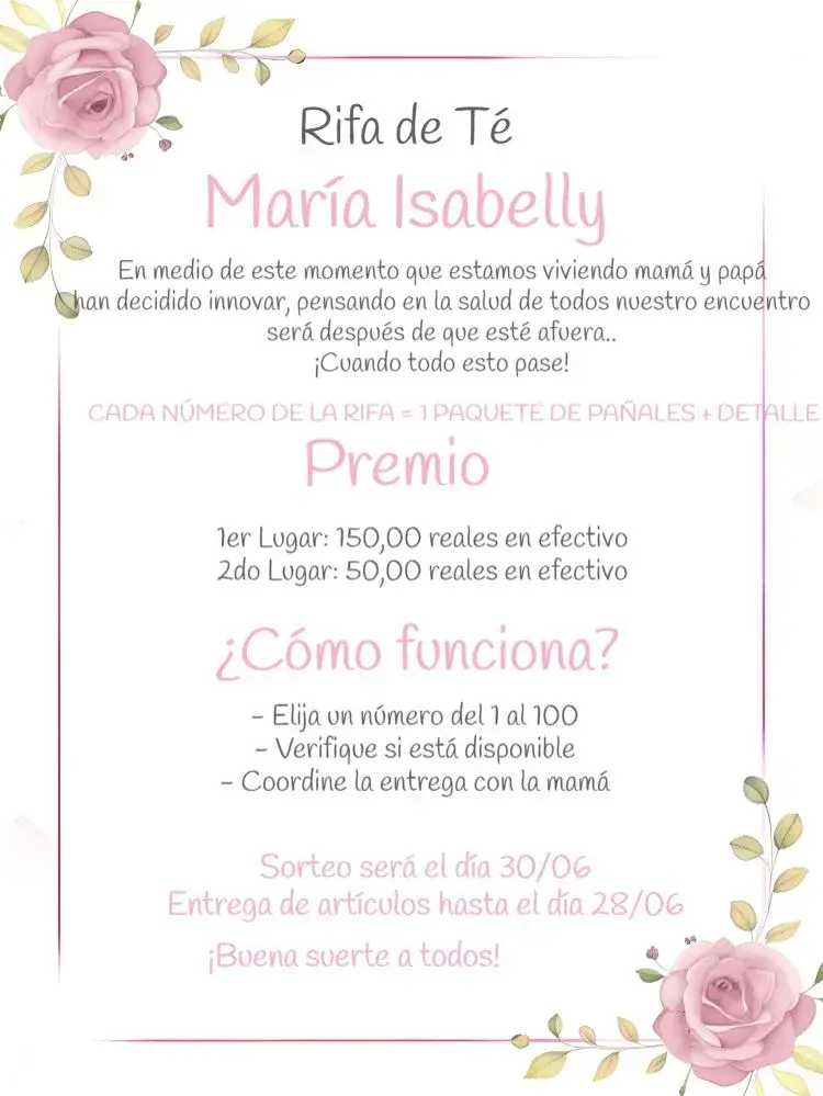 Invitación Té Rifa Floral Blanco