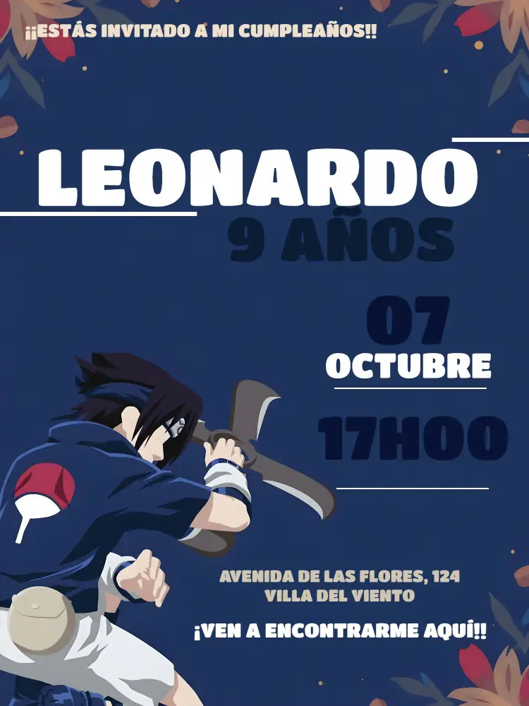 Invitación Naruto Infantil