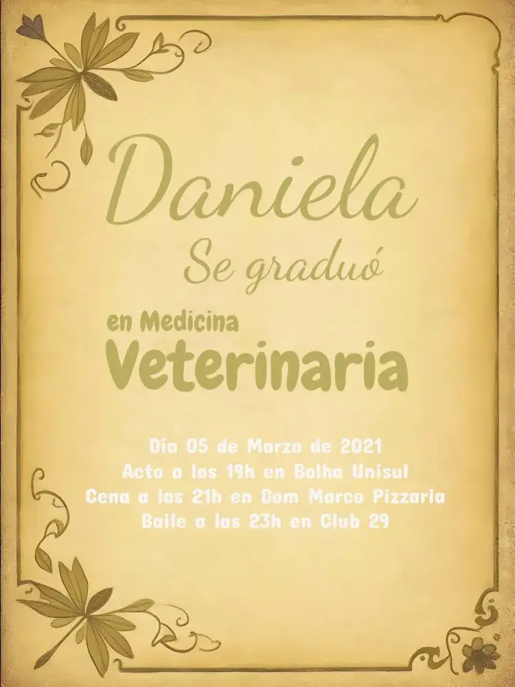 Invitación Graduación de Veterinaria en Negro