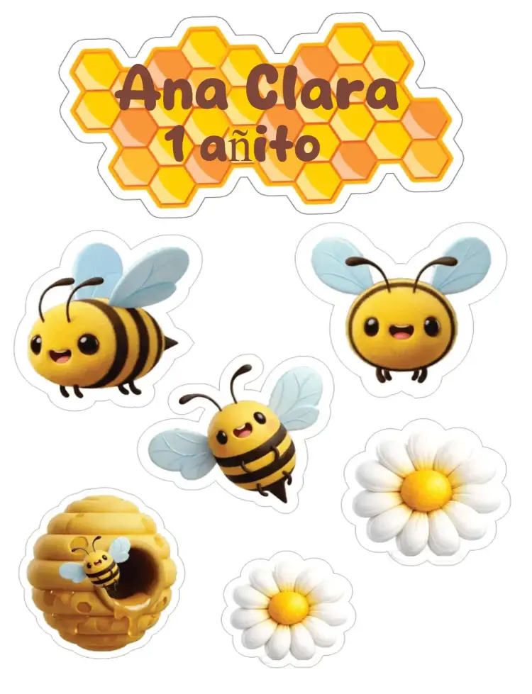 Invitación Abelhinha – tema Topper de torta colorido, divertido, temática de abejas, ilustraciones infantiles, diseño moderno, vibrante