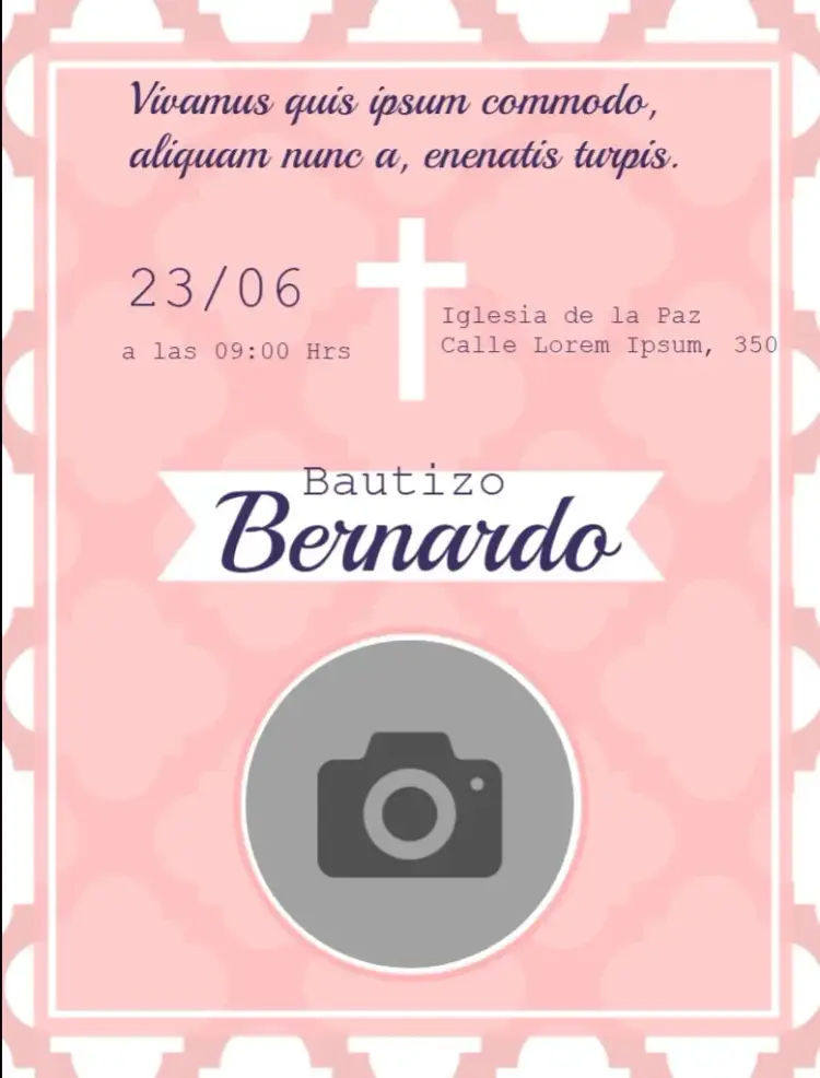 Invitación Bautizo Con Foto Niño editable y personalizable