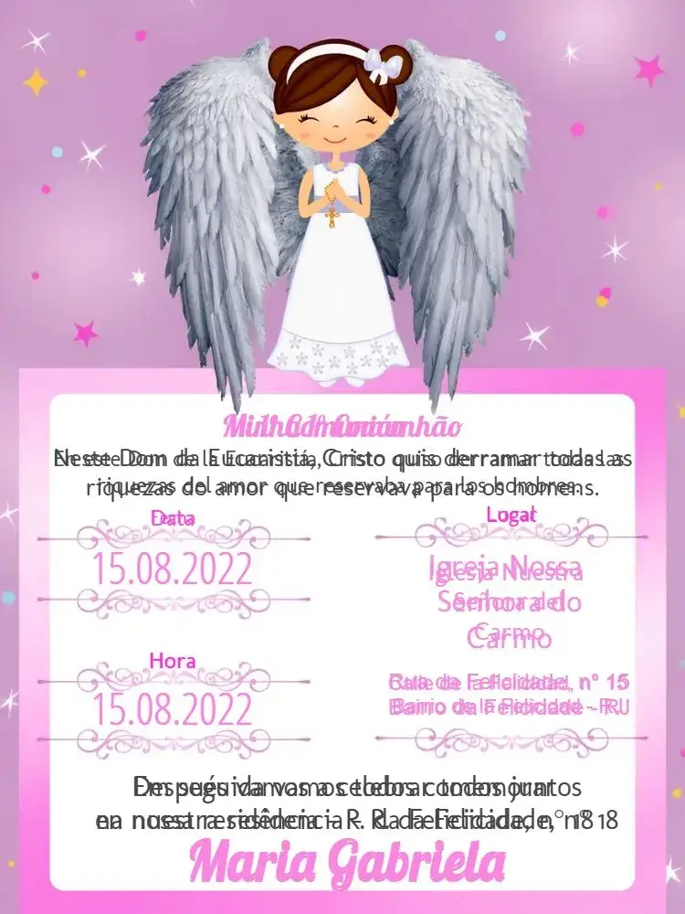 Invitación Primera Comunión Blanco editable y personalizable