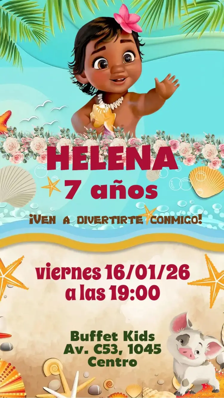 Invitación Moana Baby