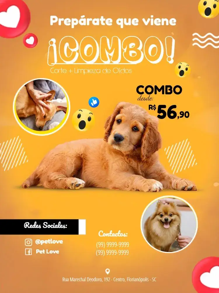 Invitación Folleto Para Pet Shop Emojis – tema Más buscados vibrante, divertido, moderno, colorido, lúdico