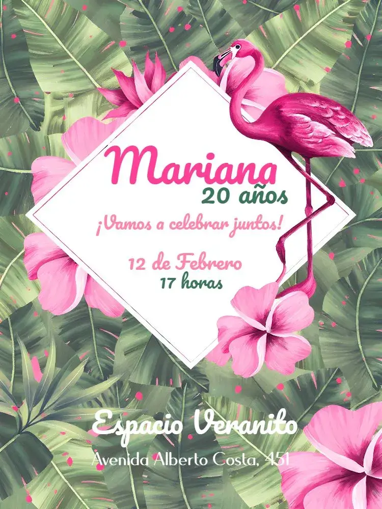 Invitación Adulto Flamingo