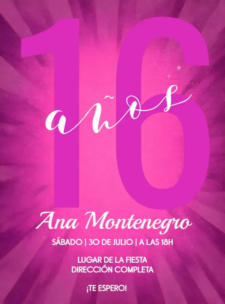 Invitación Minimalista Rosa Drink – tema Cumpleaños minimalista, rosa, glitter, moderno, elegante