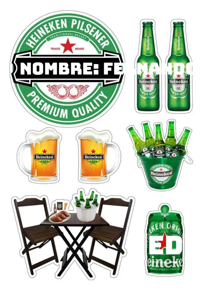 Invitación Topo De Bolo Heineken Bebida