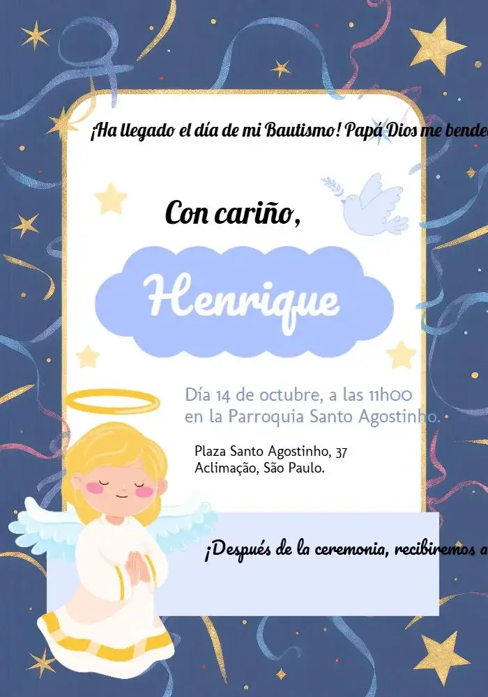 Invitación Bautizo Pájaro