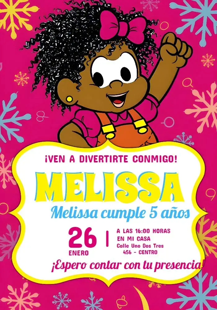 Invitación Milena Turma De Mónica Mónica editable y personalizable