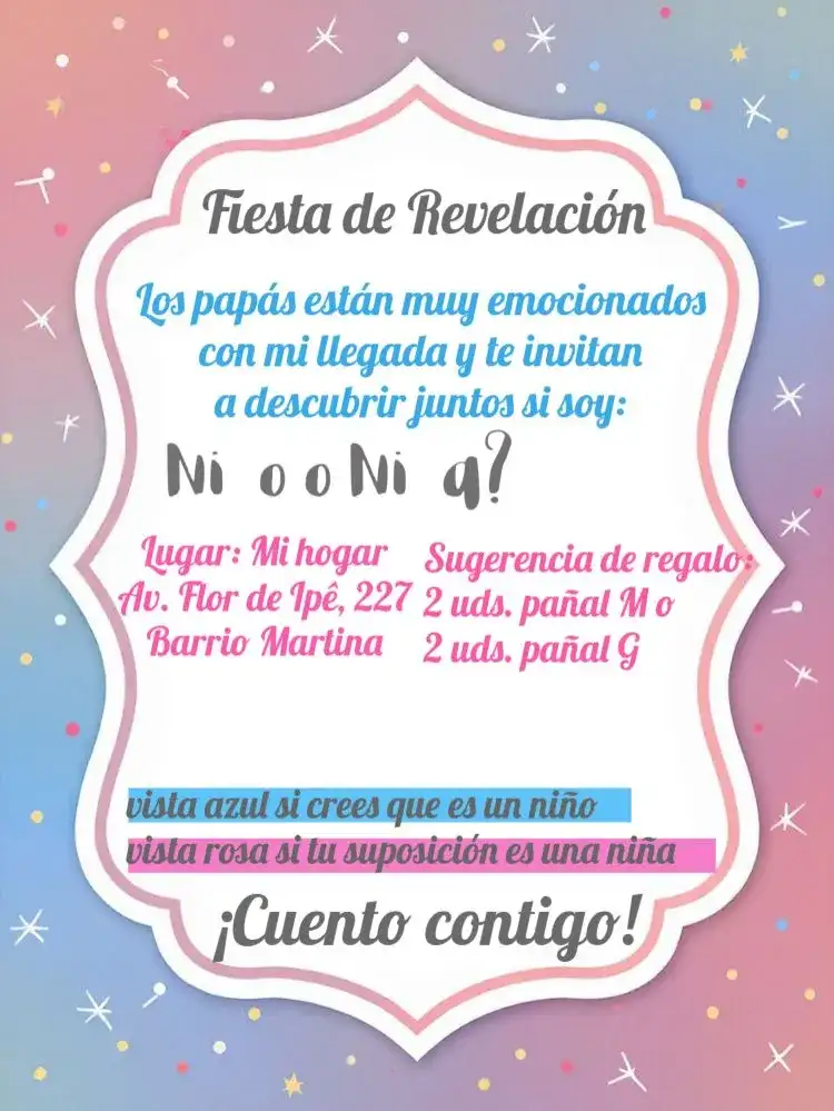 Chá de Revelación Rosa y Azul Digital