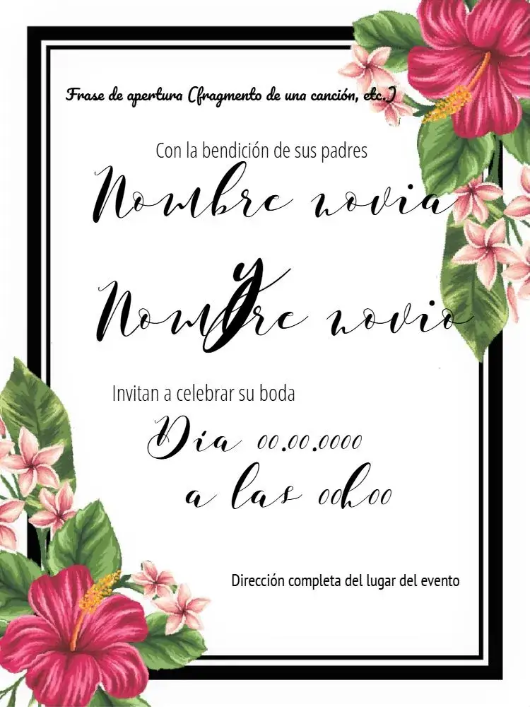 Invitación Boda Flores Vino Fiesta – tema Boda floral, vintage, rústico, natureza, primavera, elegante