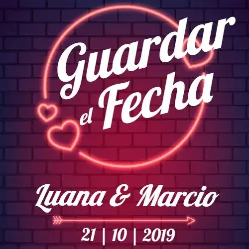 Invitación Save The Date Neon Celebración – tema Boda neón, moderno, fiesta, adulto, vibrante, festivo