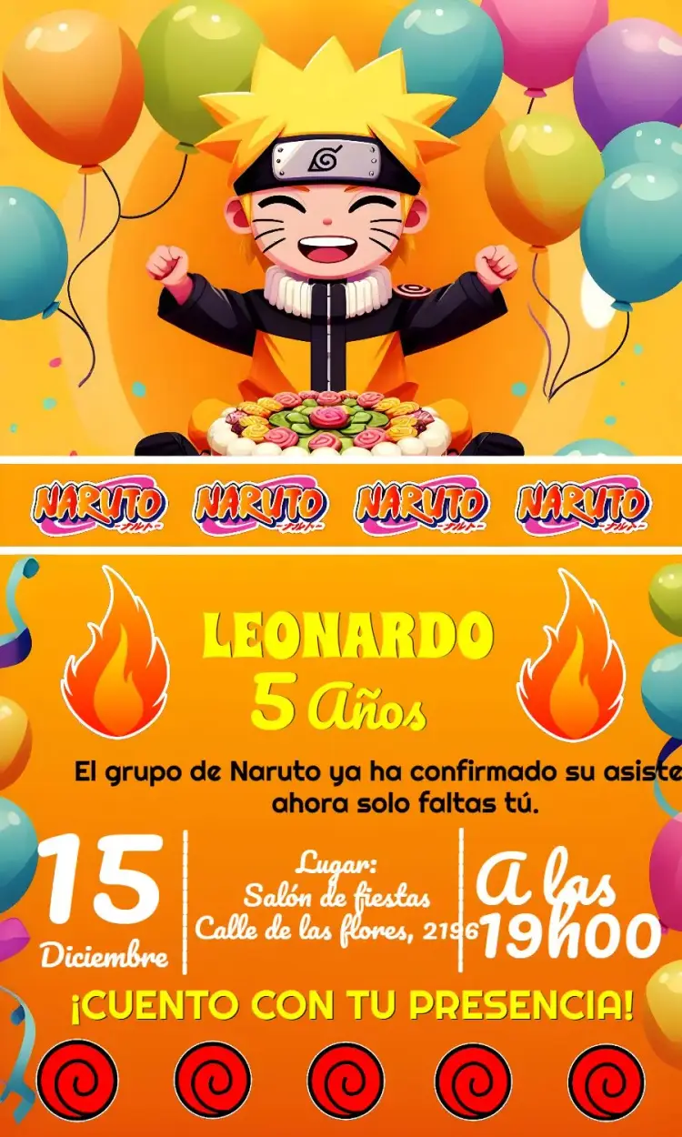 Invitación Naruto Anime