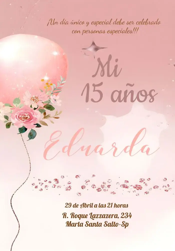 Invitación 15 Años Floral Marrón