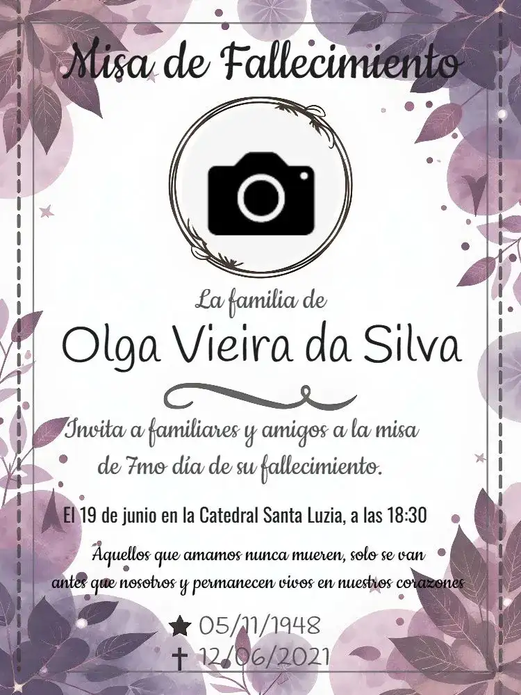 Para Misa De Fallecimiento Con Foto Día