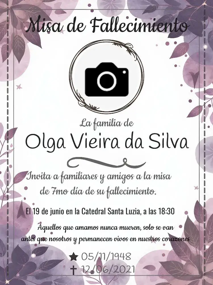Invitación Para Misa De Fallecimiento Con Foto Día – tema Fechas Conmemorativas gris, negro, minimalista, clásico, elegante, sutil