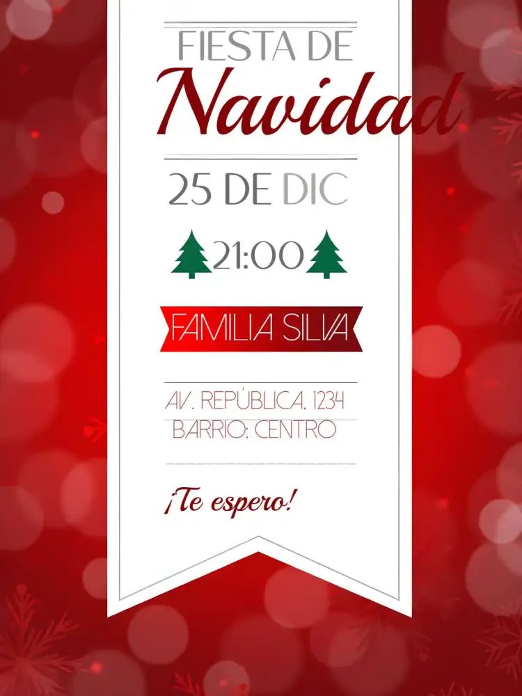 Invitación Fiesta De Navidad Cena – tema Fechas Conmemorativas rojo, blanco, verde, festivo, tradicional, acogedor
