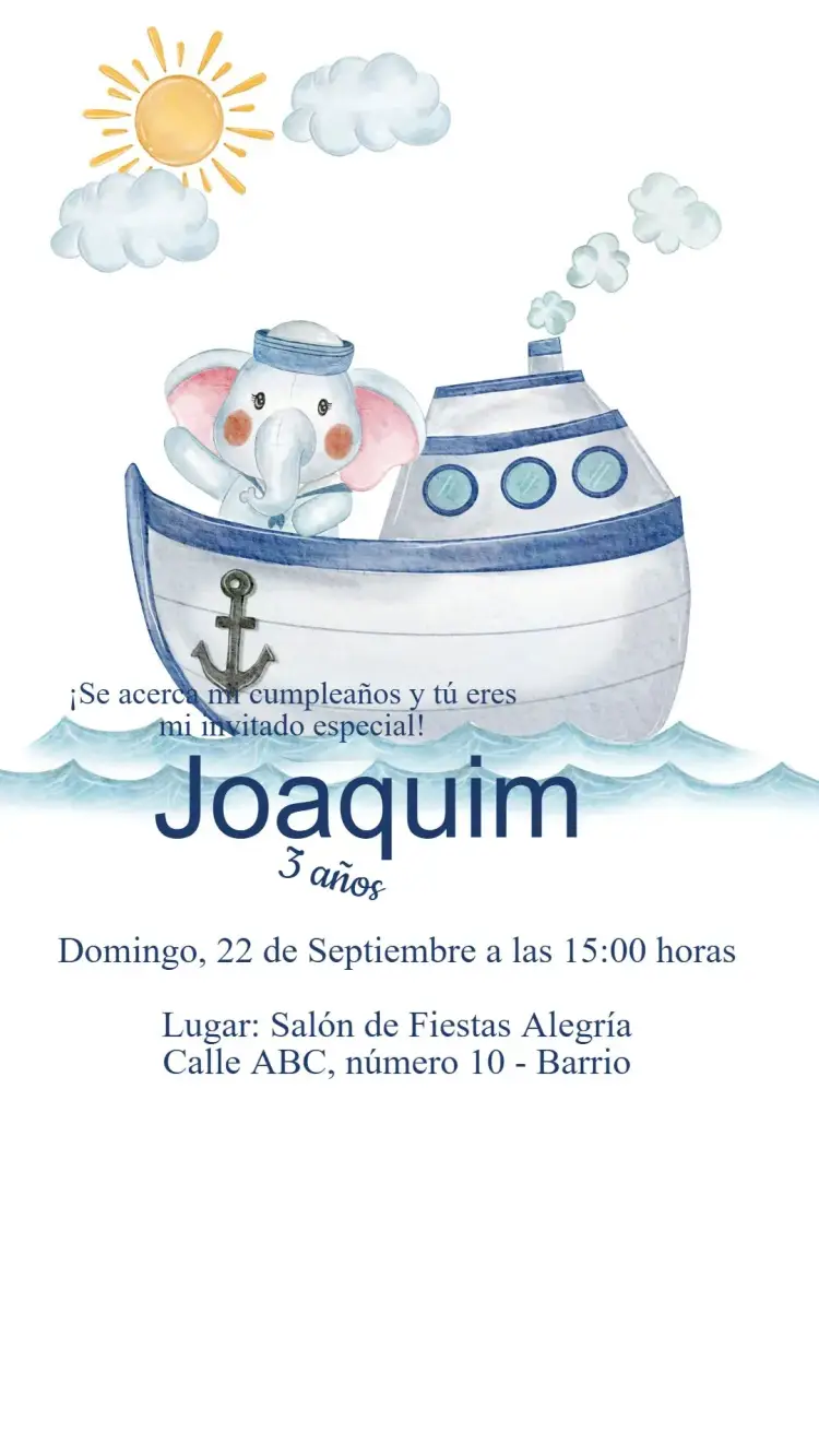 Invitación Cumpleaños Marinero