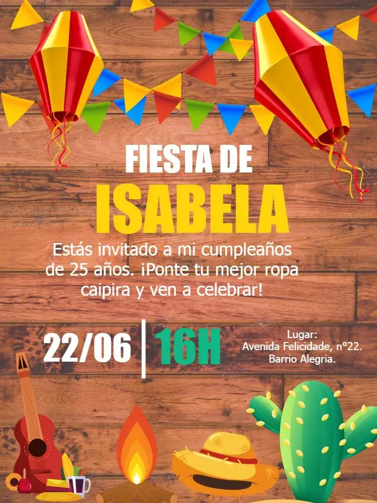 Invitación Fiesta Junina Arraiá Colorid