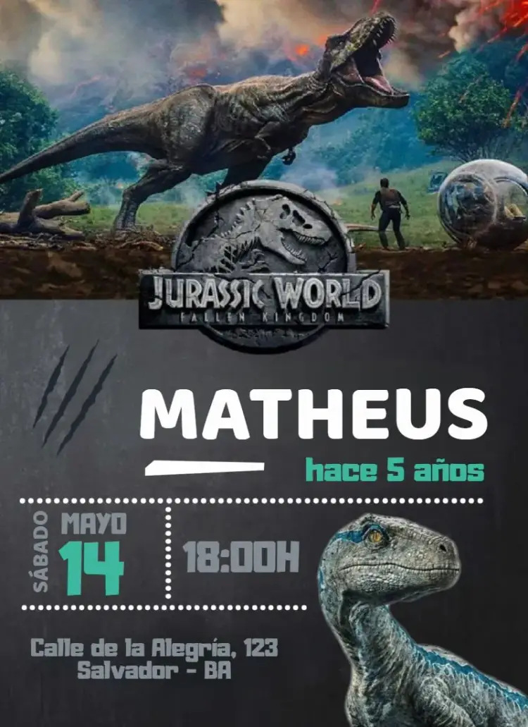 Invitación Jurassic Blue Dino