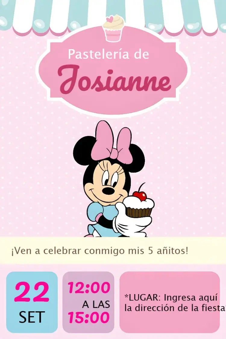 Invitación Confeitaria De Minnie Marrón