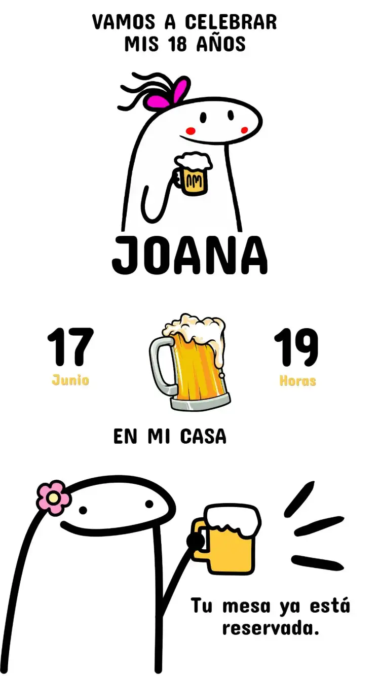 Invitación Digital Flork Cumpleaños Adulto - Editable y Personalizado