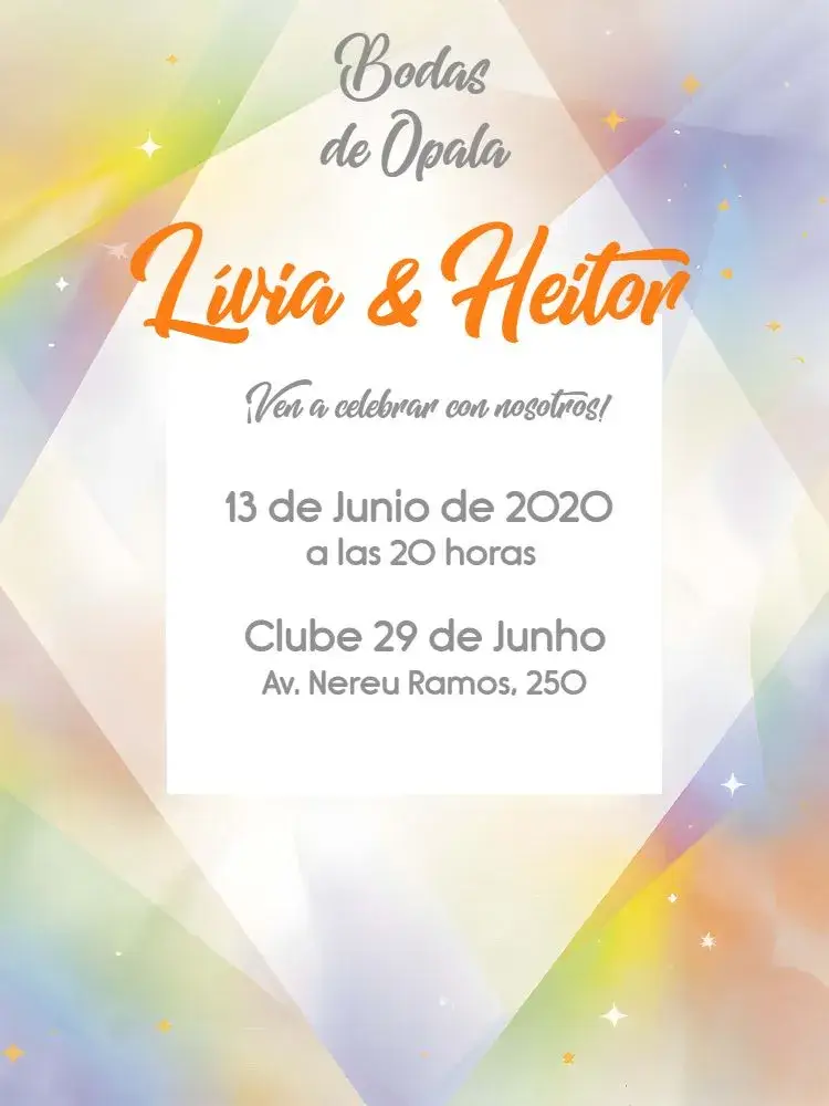 Invitación Bodas De Ópalo Simple