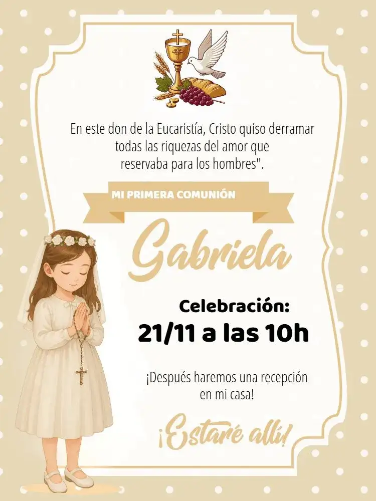 Primera Comunión Niña Monaguillo Eucaristía