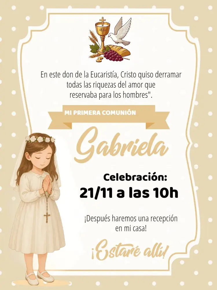 Invitaciones de primera comunión para editar