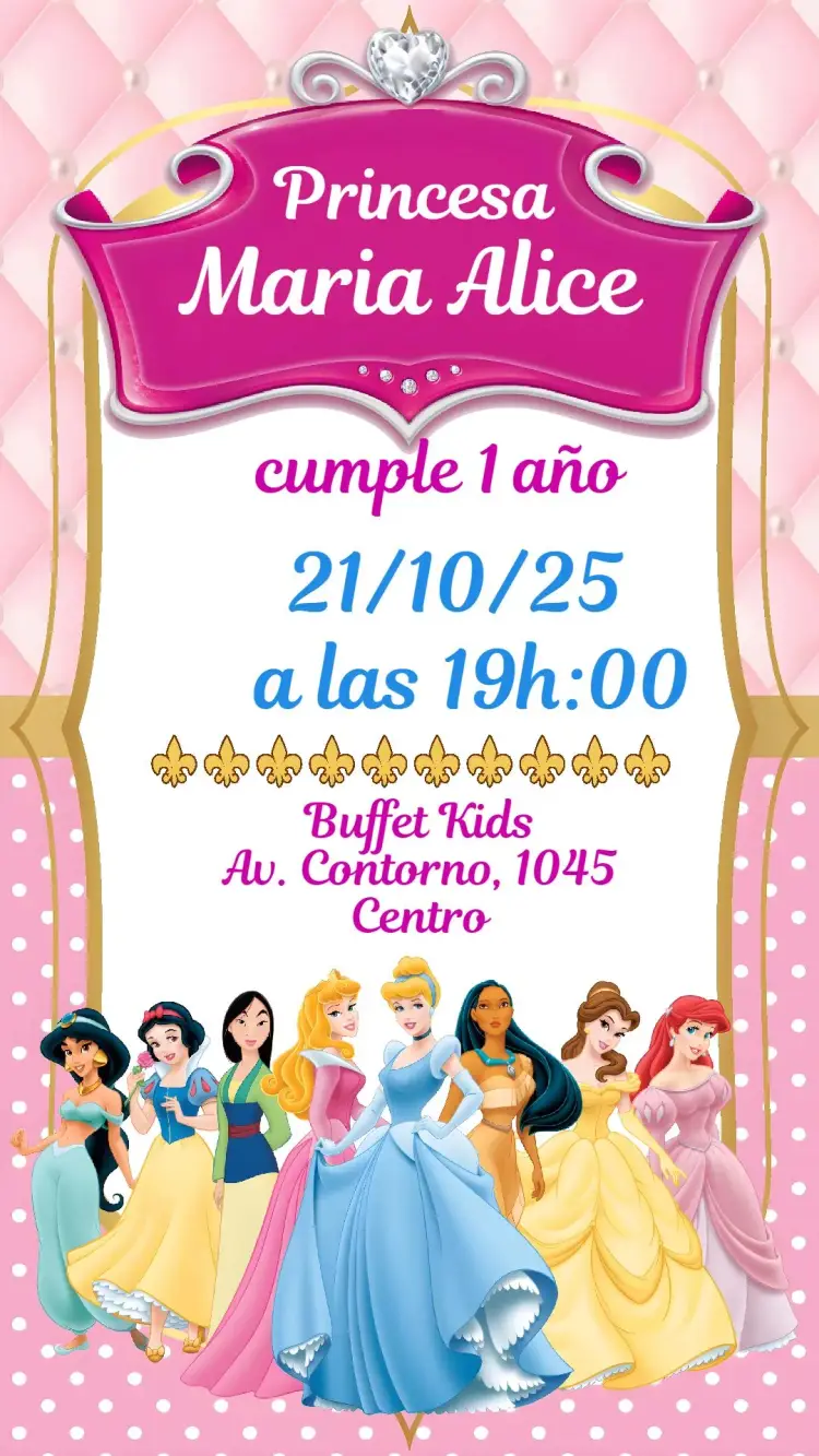 Invitación Princesas Disney