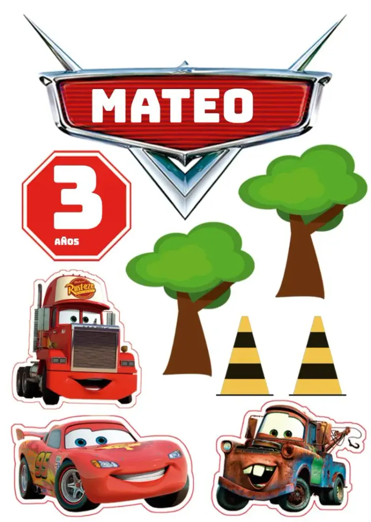 Invitación Topo De Pastel Carros Disney