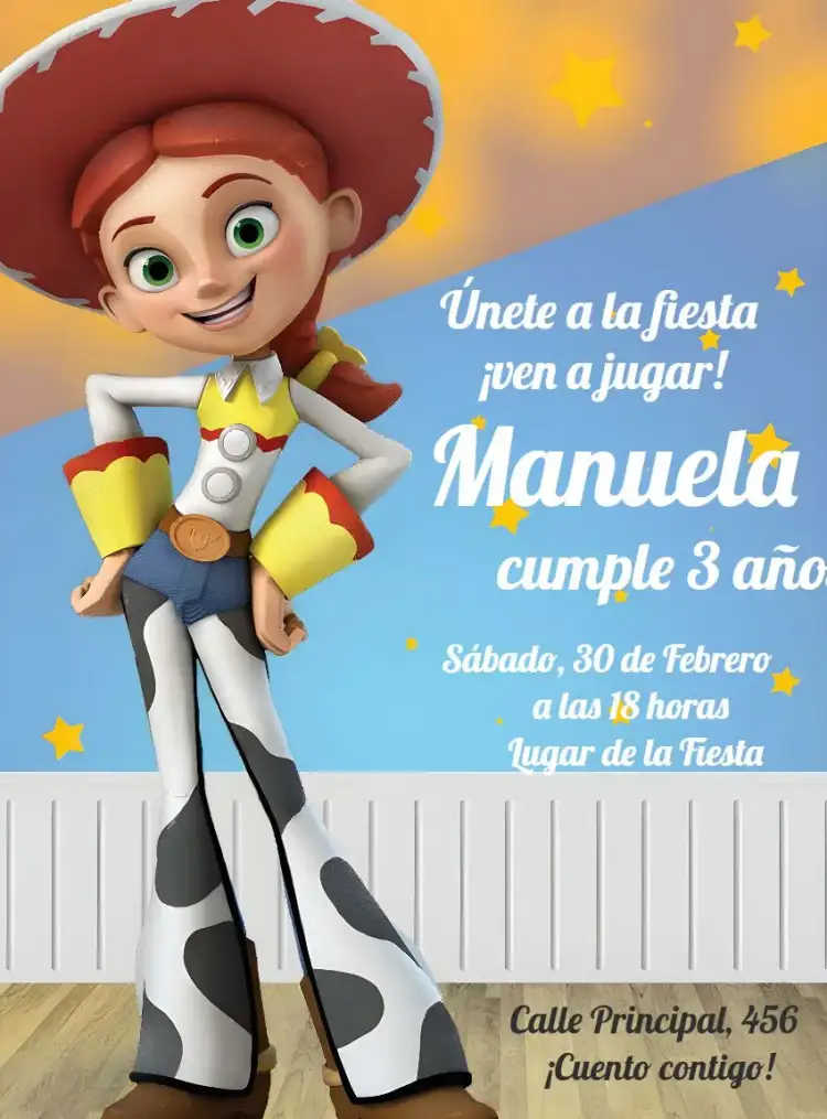 Invitación Toy Story Jessie Infantil – tema Más buscados colorido, divertido, temático, infantil, aquarela
