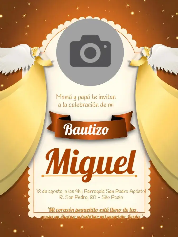 Invitación Bautismo Con Foto Iglesia – tema Bautismo elegante, religioso, clásico, minimalista, moderno, festivo