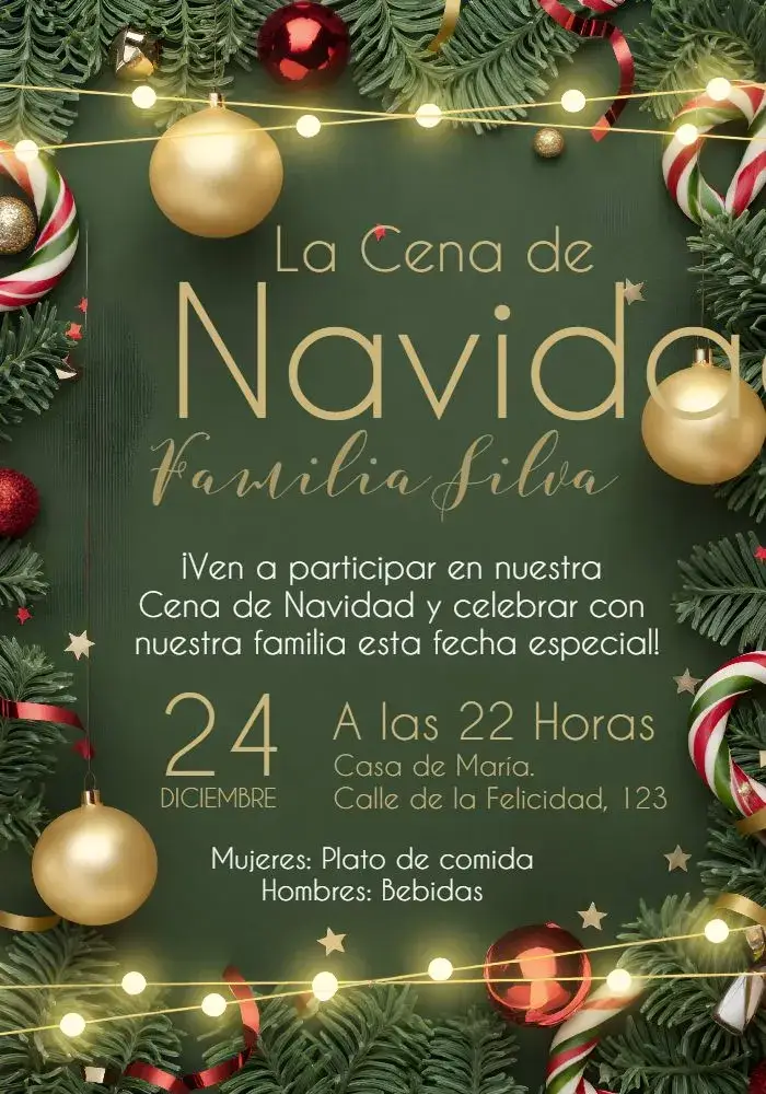 Invitación Cena De Navidad Noel
