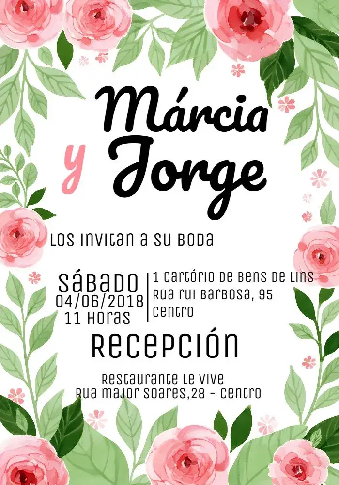 Invitación Boda Floral Negro