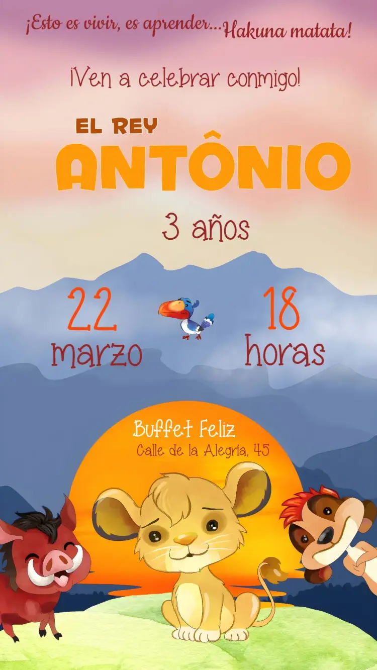 Invitación El Rey León de la Selva