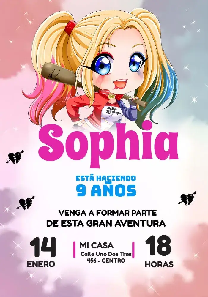 Invitación Arlequina Batman