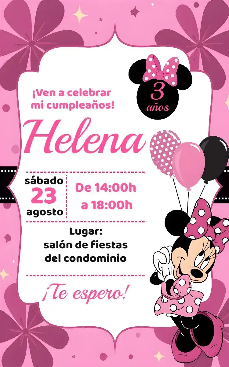 Invitación Minnie Mouse Rosa Disney – tema Más buscados rosa, divertido, Disney, infantil, lúdico