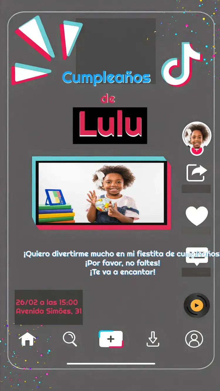 Invitación Tik Tok Con Foto São – tema Fechas Conmemorativas moderno, divertido, colorido, joven, dinámico