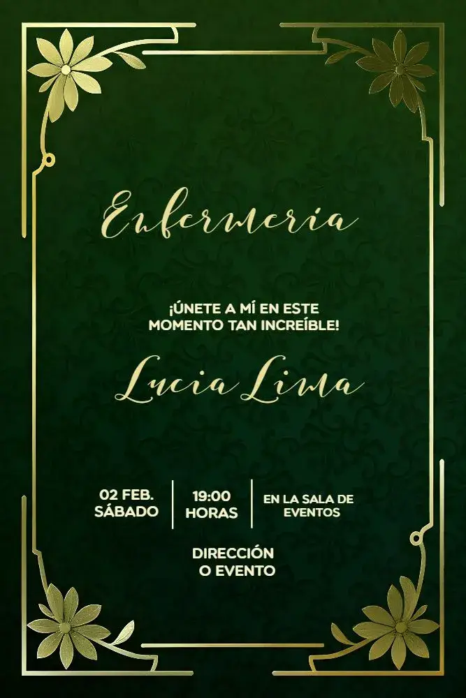 Invitación Graduación de Enfermería editable y personalizable