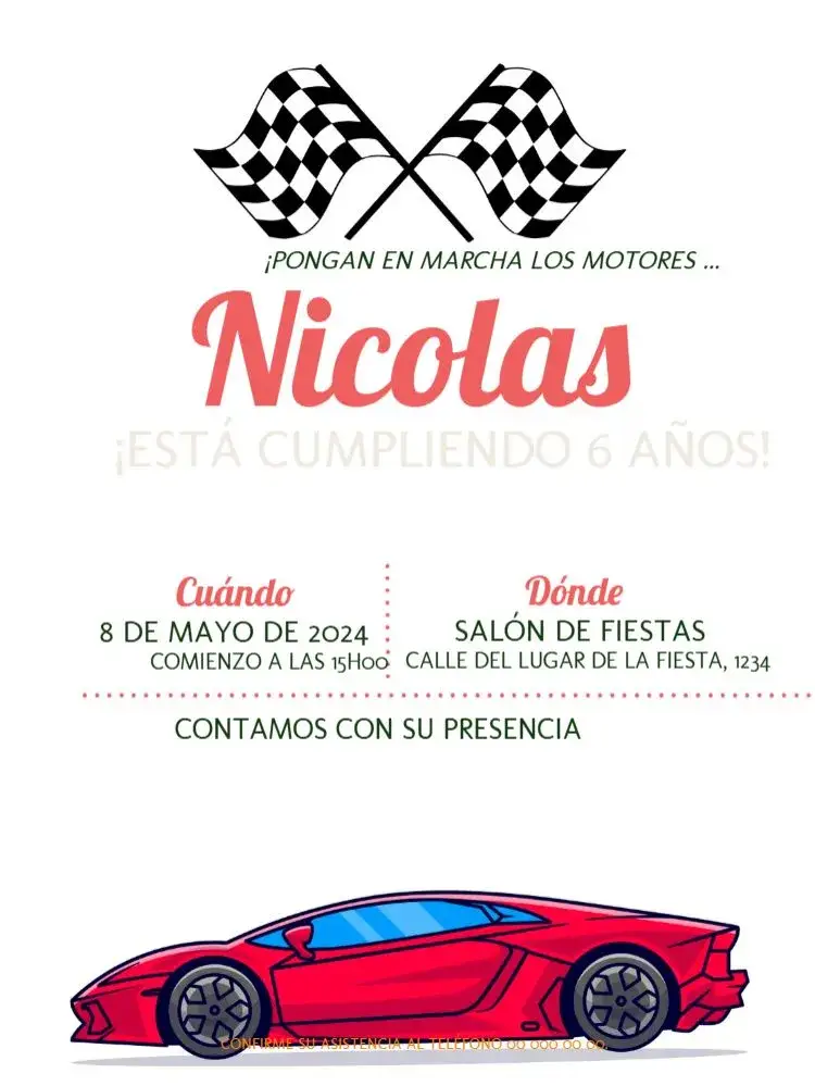 Invitación Celebración de Autos Antiguos
