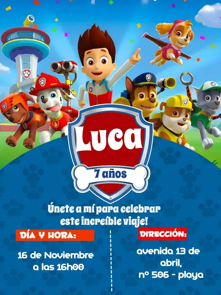 Invitación Patrulla Canina Azul