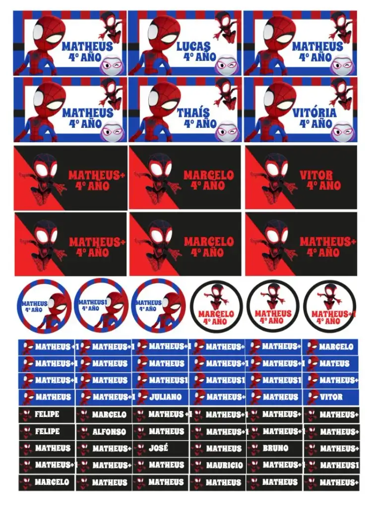 Invitación Etiqueta Escolar Spidey Y Sus Amigos Espectaculares Rótulo – tema Más buscados colorido, divertido, moderno, superhéroes, infantil, dinámico
