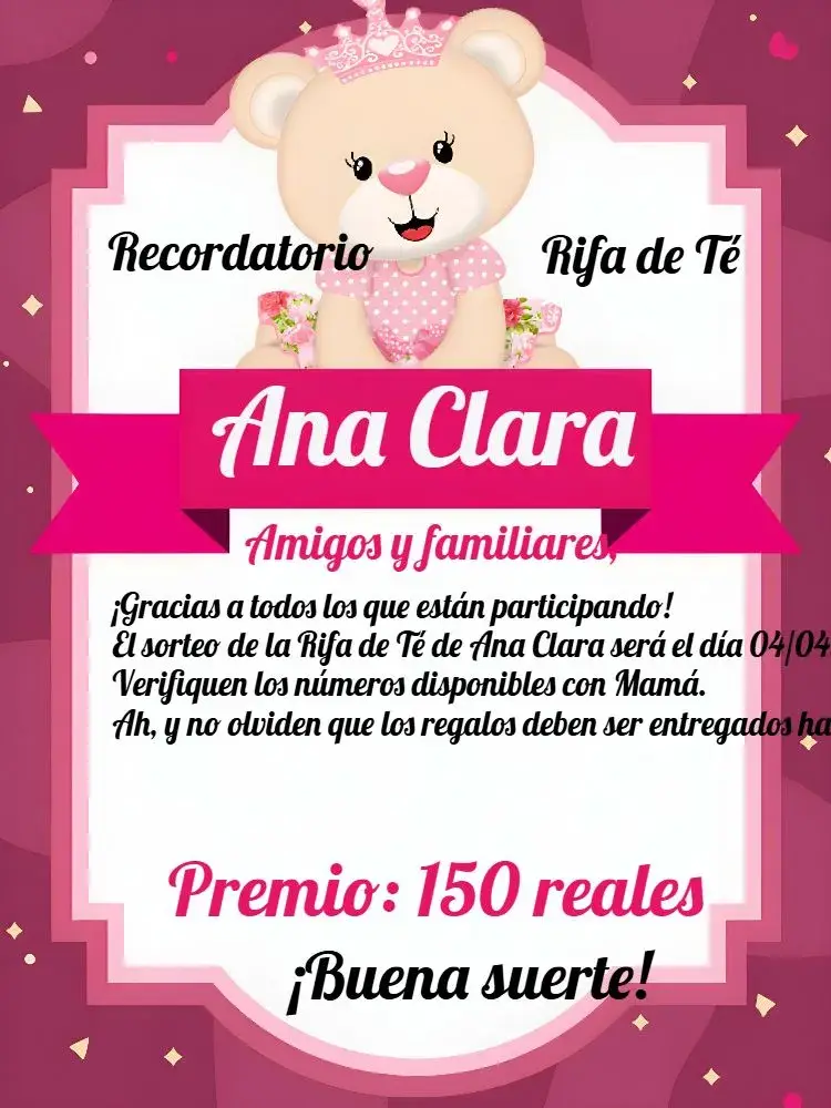 Invitación Baby Shower Princesa Osita Cobrar